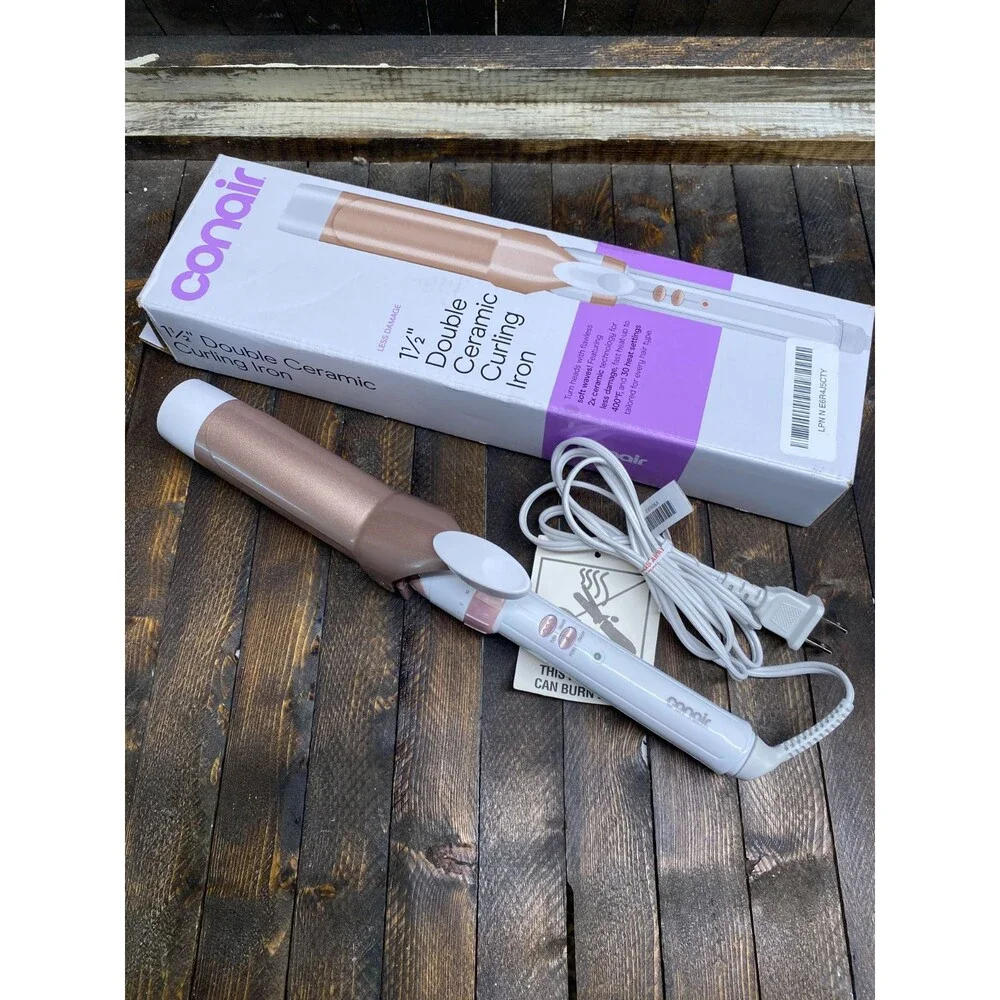 Conair Double Ceramic 1 ½-Inch Curling Iron White/Rose Gold CD703L